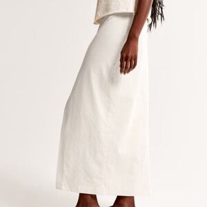 White linen midi skirt